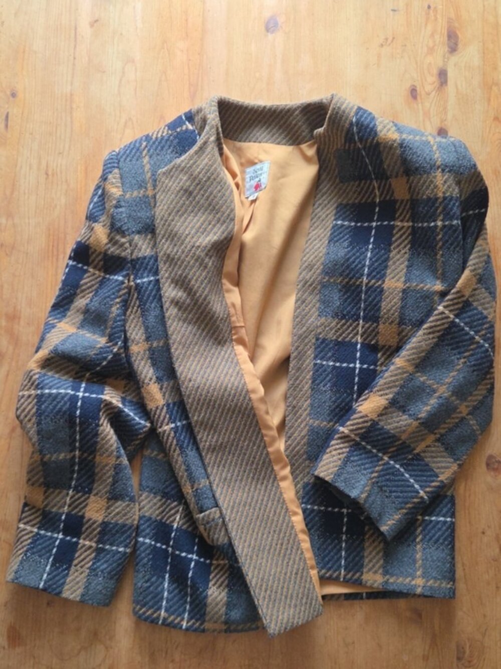Vintage 80s Sevil Plaid Open Front Blazer Power Dressing Medium Canadian Vintage - Picture 2 of 11